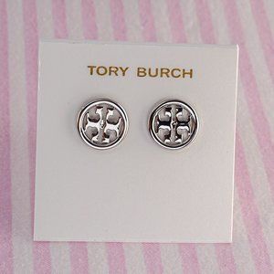 Tory Burch Miller Circle Logo Stud Earrings - Brand New